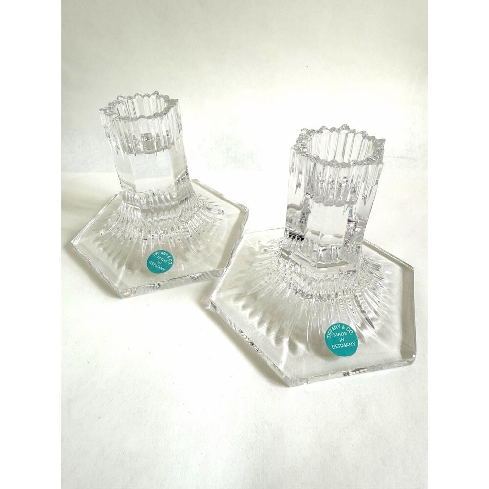 Tiffany & Co. Louis Comfort Tiffany Collection Crystal Candle Holders 1992 New